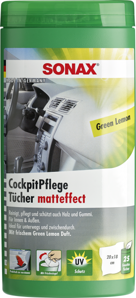 Cockpitpflegetücher Matteffect Green Lemopn Box